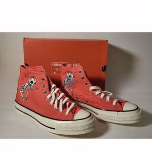 Converse Chuck 70 High Dia de los Muertos Pink Sneakers. Mens  8/Womens 10